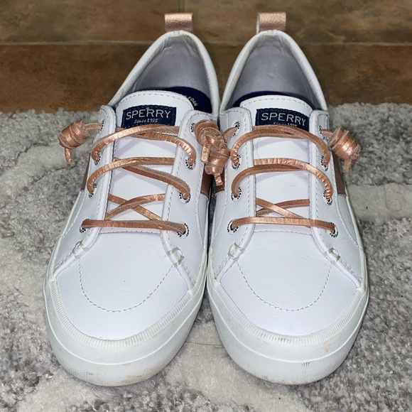 White & Rose Gold Sperry Sneakers 👟 - Picture 2 of 4